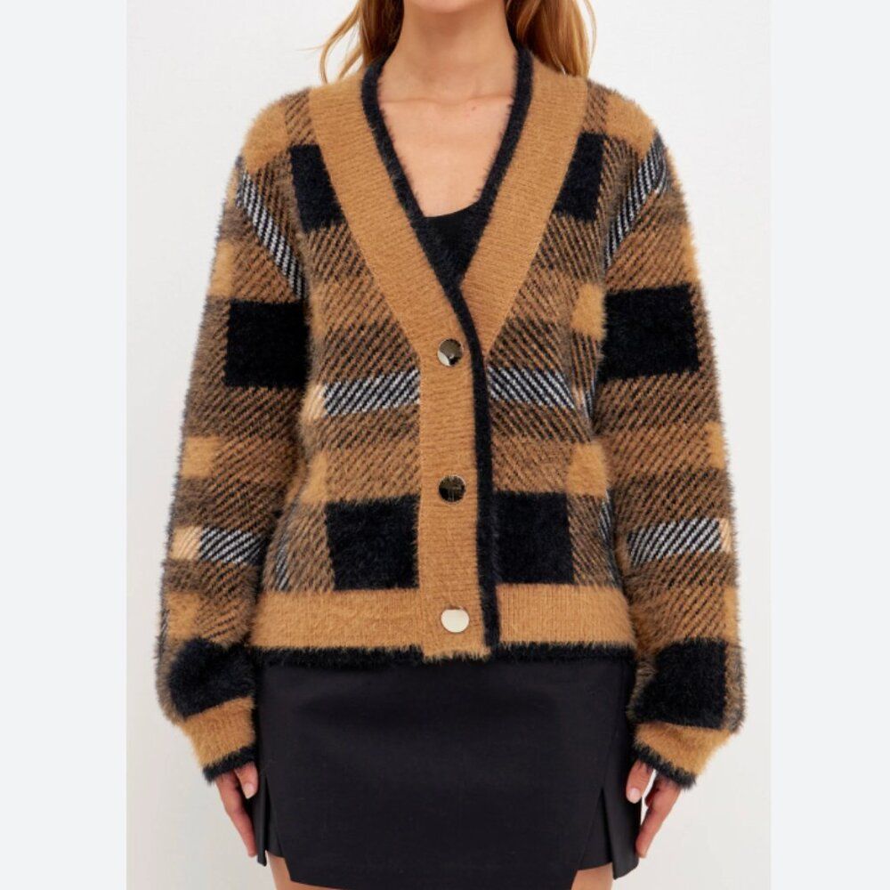 Checkered Plaid Cardigan